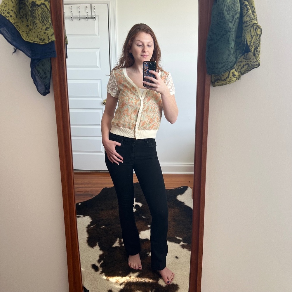 Free People Patterned Short-Sleeve Cardigan